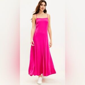 LOFT Pink Crepe Maxi Dress